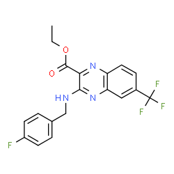 ChemSpider 2D Image | Ethyl 3-[(4-fluorobenzyl)amino]-6-(trifluoromethyl)-2-quinoxalinecarboxylate | C19H15F4N3O2