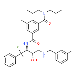 ChemSpider 2D Image | N'-{(2S,3S)-1,1-Difluoro-3-hydroxy-4-[(3-iodobenzyl)amino]-1-phenyl-2-butanyl}-5-methyl-N,N-dipropylisophthalamide | C32H38F2IN3O3