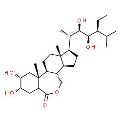 ChemSpider 2D Image | (5S,6R,7aR,7bS,9aS,10R,12aS,12bS)-10-[(2S,3R,4R,5S)-5-Ethyl-3,4-dihydroxy-6-methyl-2-heptanyl]-5,6-dihydroxy-7a,9a-dimethylhexadecahydro-3H-benzo[c]indeno[5,4-e]oxepin-3-one | C29H50O6