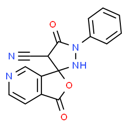 ChemSpider 2D Image | 1,5'-Dioxo-1'-phenyl-1H-spiro[furo[3,4-c]pyridine-3,3'-pyrazolidine]-4'-carbonitrile | C16H10N4O3