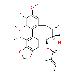 ChemSpider 2D Image | (6S,7S,8S)-7-Hydroxy-1,2,3,13-tetramethoxy-6,7-dimethyl-5,6,7,8-tetrahydrobenzo[3',4']cycloocta[1',2':4,5]benzo[1,2-d][1,3]dioxol-8-yl (2E)-2-methyl-2-butenoate | C28H34O9