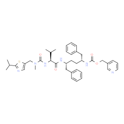 ChemSpider 2D Image | 3-Pyridinylmethyl {(2R,5R)-5-[(N-{[(2-isopropyl-1,3-thiazol-5-yl)methyl](methyl)carbamoyl}-L-valyl)amino]-1,6-diphenyl-2-hexanyl}carbamate | C39H50N6O4S