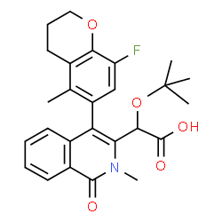 ChemSpider 2D Image | [4-(8-Fluoro-5-methyl-3,4-dihydro-2H-chromen-6-yl)-2-methyl-1-oxo-1,2-dihydro-3-isoquinolinyl][(2-methyl-2-propanyl)oxy]acetic acid | C26H28FNO5