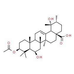 ChemSpider 2D Image | (3beta,6beta,9xi,18xi)-3-Acetoxy-6,19-dihydroxyurs-12-en-28-oic acid | C32H50O6