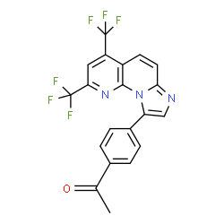 ChemSpider 2D Image | 1-{4-[2,4-Bis(trifluoromethyl)imidazo[1,2-a][1,8]naphthyridin-9-yl]phenyl}ethanone | C20H11F6N3O