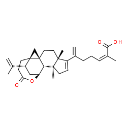 ChemSpider 2D Image | (2Z)-6-[(1R,3S,6S,10S,11S,12S,17R)-17-Isopropenyl-6,10-dimethyl-14-oxo-13-oxapentacyclo[10.4.2.0~1,3~.0~3,11~.0~6,10~]octadec-7-en-7-yl]-2-methyl-2,6-heptadienoic acid | C30H40O4