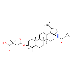 ChemSpider 2D Image | 4-({(1R,3aS,5aR,5bR,7aR,9S,11aR,11bR,13aR,13bR)-3a-[(Cyclopropylcarbonyl)amino]-1-isopropenyl-5a,5b,8,8,11a-pentamethylicosahydro-1H-cyclopenta[a]chrysen-9-yl}oxy)-2,2-dimethyl-4-oxobutanoic acid | C39H61NO5