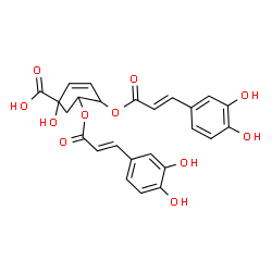 ChemSpider 2D Image | 4,5-Bis{[(2E)-3-(3,4-dihydroxyphenyl)-2-propenoyl]oxy}-1-hydroxy-2-cyclohexene-1-carboxylic acid | C25H22O11