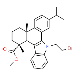 ChemSpider 2D Image | Methyl (1R,4aS)-9-(2-bromoethyl)-7-isopropyl-1,4a-dimethyl-2,3,4,4a,9,13c-hexahydro-1H-dibenzo[a,c]carbazole-1-carboxylate | C29H34BrNO2