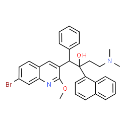 ChemSpider 2D Image | 1-(7-Bromo-2-methoxy-3-quinolinyl)-4-(dimethylamino)-2-(1-naphthyl)-1-phenyl-2-butanol | C32H31BrN2O2