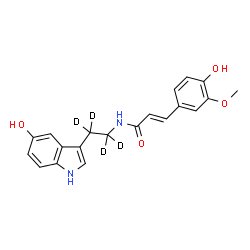 ChemSpider 2D Image | (2E)-N-[2-(5-Hydroxy-1H-indol-3-yl)(~2~H_4_)ethyl]-3-(4-hydroxy-3-methoxyphenyl)acrylamide | C20H16D4N2O4