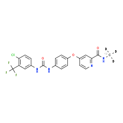 ChemSpider 2D Image | 4-[4-({[4-Chloro-3-(trifluoromethyl)phenyl]carbamoyl}amino)phenoxy]-N-(~13~C,~2~H_3_)methyl-2-pyridinecarboxamide | C2013CH13D3ClF3N4O3