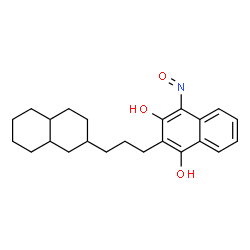 ChemSpider 2D Image | 2-[3-(Decahydro-2-naphthalenyl)propyl]-4-nitroso-1,3-naphthalenediol | C23H29NO3