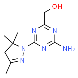ChemSpider 2D Image | [4-Amino-6-(3,5,5-trimethyl-4,5-dihydro-1H-pyrazol-1-yl)-1,3,5-triazin-2-yl]methanol | C10H16N6O