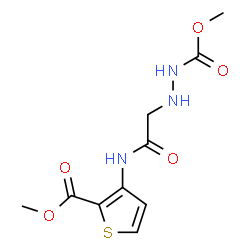 ChemSpider 2D Image | Methyl 2-(2-{[2-(methoxycarbonyl)-3-thienyl]amino}-2-oxoethyl)hydrazinecarboxylate | C10H13N3O5S
