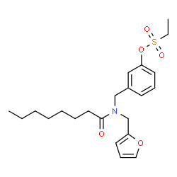 ChemSpider 2D Image | 3-{[(2-Furylmethyl)(octanoyl)amino]methyl}phenyl ethanesulfonate | C22H31NO5S