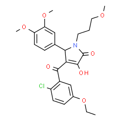ChemSpider 2D Image | 4-(2-Chloro-5-ethoxybenzoyl)-5-(3,4-dimethoxyphenyl)-3-hydroxy-1-(3-methoxypropyl)-1,5-dihydro-2H-pyrrol-2-one | C25H28ClNO7