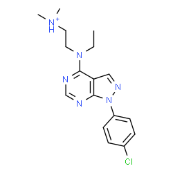 ChemSpider 2D Image | 2-{[1-(4-Chlorophenyl)-1H-pyrazolo[3,4-d]pyrimidin-4-yl](ethyl)amino}-N,N-dimethylethanaminium | C17H22ClN6