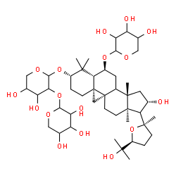 ChemSpider 2D Image | (3beta,6alpha,8xi,9beta,16beta,17xi,20R,24S)-16,25-Dihydroxy-3-[(2-O-pentopyranosylpentopyranosyl)oxy]-20,24-epoxy-9,19-cyclolanostan-6-yl pentopyranoside | C45H74O17