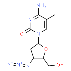 ChemSpider 2D Image | 4-Amino-1-(3-azido-2,3-dideoxypentofuranosyl)-5-methyl-2(1H)-pyrimidinone | C10H14N6O3