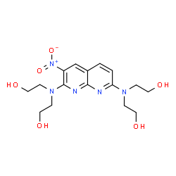 ChemSpider 2D Image | 2,2',2'',2'''-[(3-Nitro-1,8-naphthyridine-2,7-diyl)dinitrilo]tetraethanol | C16H23N5O6