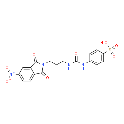 ChemSpider 2D Image | 4-({[3-(5-Nitro-1,3-dioxo-1,3-dihydro-2H-isoindol-2-yl)propyl]carbamoyl}amino)benzenesulfonic acid | C18H16N4O8S