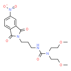 ChemSpider 2D Image | 1,1-Bis(2-methoxyethyl)-3-[3-(5-nitro-1,3-dioxo-1,3-dihydro-2H-isoindol-2-yl)propyl]urea | C18H24N4O7