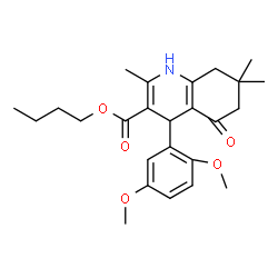 ChemSpider 2D Image | Butyl 4-(2,5-dimethoxyphenyl)-2,7,7-trimethyl-5-oxo-1,4,5,6,7,8-hexahydro-3-quinolinecarboxylate | C25H33NO5