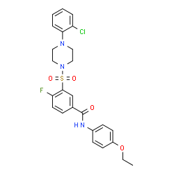 ChemSpider 2D Image | 3-{[4-(2-Chlorophenyl)-1-piperazinyl]sulfonyl}-N-(4-ethoxyphenyl)-4-fluorobenzamide | C25H25ClFN3O4S