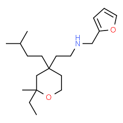 ChemSpider 2D Image | 2-[2-Ethyl-2-methyl-4-(3-methylbutyl)tetrahydro-2H-pyran-4-yl]-N-(2-furylmethyl)ethanamine | C20H35NO2