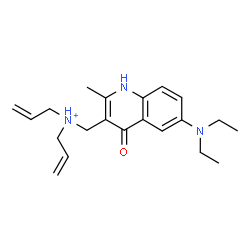 ChemSpider 2D Image | N-Allyl-N-{[6-(diethylamino)-2-methyl-4-oxo-1,4-dihydro-3-quinolinyl]methyl}-2-propen-1-aminium | C21H30N3O