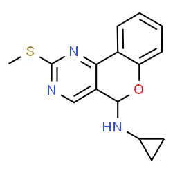 ChemSpider 2D Image | N-Cyclopropyl-2-(methylsulfanyl)-5H-chromeno[4,3-d]pyrimidin-5-amine | C15H15N3OS