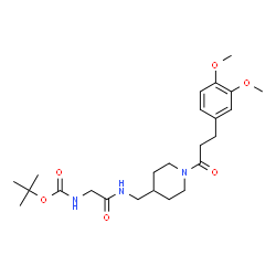 ChemSpider 2D Image | 2-Methyl-2-propanyl {2-[({1-[3-(3,4-dimethoxyphenyl)propanoyl]-4-piperidinyl}methyl)amino]-2-oxoethyl}carbamate | C24H37N3O6