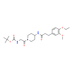 ChemSpider 2D Image | 2-Methyl-2-propanyl [2-(4-{[3-(4-ethoxy-3-methoxyphenyl)propanoyl]amino}-1-piperidinyl)-2-oxoethyl]carbamate | C24H37N3O6