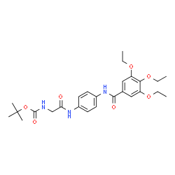 ChemSpider 2D Image | 2-Methyl-2-propanyl [2-oxo-2-({4-[(3,4,5-triethoxybenzoyl)amino]phenyl}amino)ethyl]carbamate | C26H35N3O7