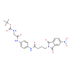 ChemSpider 2D Image | 2-Methyl-2-propanyl {2-[(4-{[4-(5-nitro-1,3-dioxo-1,3-dihydro-2H-isoindol-2-yl)butanoyl]amino}phenyl)amino]-2-oxoethyl}carbamate | C25H27N5O8