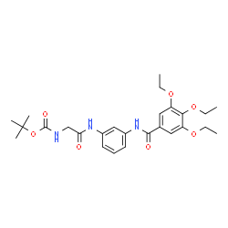 ChemSpider 2D Image | 2-Methyl-2-propanyl [2-oxo-2-({3-[(3,4,5-triethoxybenzoyl)amino]phenyl}amino)ethyl]carbamate | C26H35N3O7
