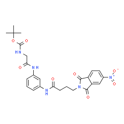 ChemSpider 2D Image | 2-Methyl-2-propanyl {2-[(3-{[4-(5-nitro-1,3-dioxo-1,3-dihydro-2H-isoindol-2-yl)butanoyl]amino}phenyl)amino]-2-oxoethyl}carbamate | C25H27N5O8