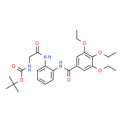 ChemSpider 2D Image | 2-Methyl-2-propanyl [2-oxo-2-({2-[(3,4,5-triethoxybenzoyl)amino]phenyl}amino)ethyl]carbamate | C26H35N3O7