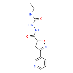ChemSpider 2D Image | N-Ethyl-2-{[3-(3-pyridinyl)-4,5-dihydro-1,2-oxazol-5-yl]carbonyl}hydrazinecarboxamide | C12H15N5O3