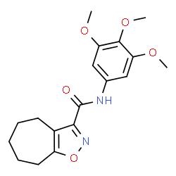 ChemSpider 2D Image | N-(3,4,5-Trimethoxyphenyl)-5,6,7,8-tetrahydro-4H-cyclohepta[d][1,2]oxazole-3-carboxamide | C18H22N2O5