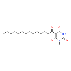 ChemSpider 2D Image | 6-Hydroxy-1-methyl-5-tetradecanoyl-2,4(1H,3H)-pyrimidinedione | C19H32N2O4