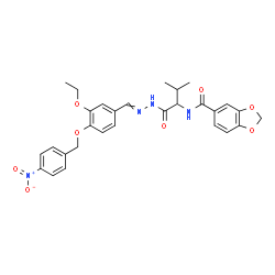 ChemSpider 2D Image | N-[1-(2-{3-Ethoxy-4-[(4-nitrobenzyl)oxy]benzylidene}hydrazino)-3-methyl-1-oxo-2-butanyl]-1,3-benzodioxole-5-carboxamide | C29H30N4O8
