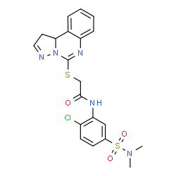 ChemSpider 2D Image | N-[2-Chloro-5-(dimethylsulfamoyl)phenyl]-2-(1,10b-dihydropyrazolo[1,5-c]quinazolin-5-ylsulfanyl)acetamide | C20H20ClN5O3S2