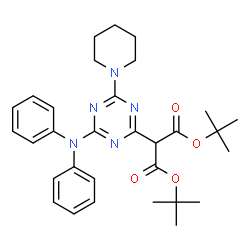 ChemSpider 2D Image | Di-tert-butyl [4-(diphenylamino)-6-(piperidin-1-yl)-1,3,5-triazin-2-yl]malonate | C31H39N5O4