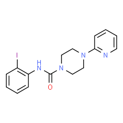 ChemSpider 2D Image | N-(2-Iodophenyl)-4-(2-pyridinyl)-1-piperazinecarboxamide | C16H17IN4O