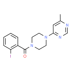 ChemSpider 2D Image | (2-Iodophenyl)[4-(6-methyl-4-pyrimidinyl)-1-piperazinyl]methanone | C16H17IN4O
