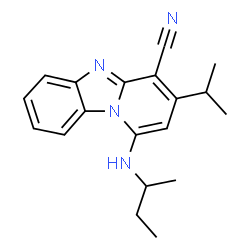 ChemSpider 2D Image | 1-(sec-Butylamino)-3-isopropylpyrido[1,2-a]benzimidazole-4-carbonitrile | C19H22N4