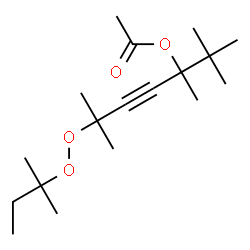 ChemSpider 2D Image | 2,2,3,6-Tetramethyl-6-[(2-methyl-2-butanyl)peroxy]-4-heptyn-3-yl acetate | C18H32O4