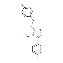 ChemSpider 2D Image | 4-Ethyl-3-[(4-methylbenzyl)sulfanyl]-5-(4-methylphenyl)-4H-1,2,4-triazole | C19H21N3S